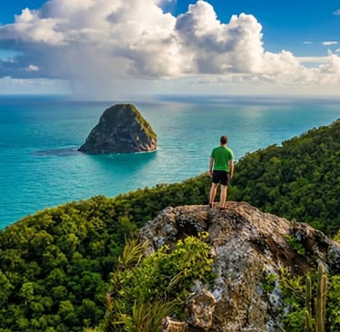 Morne Larcher : vue spectaculaire sur le Rocher du Diamant.