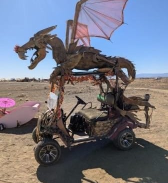 a dragonfly buggy with a dragonfly on it