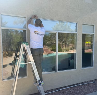 Our team preparing for a solar screen install