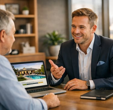 australian real estate agent discussing ptoperty price with client