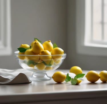 three lemons are sitting on a wooden table