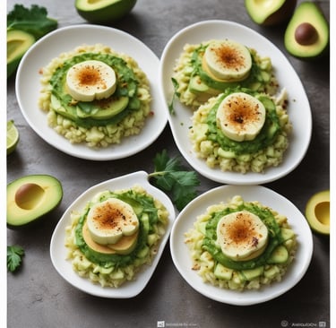 A green dessert with white flower topping on plate.