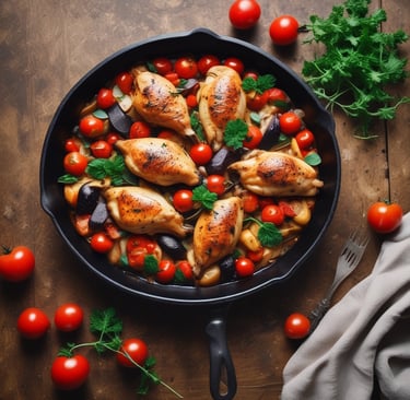 Mediterranean Chicken Eggplant Skillet: A Flavorful Delight