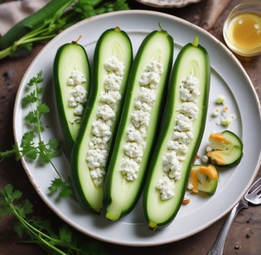 Cucumber & Cottage Cheese Boats