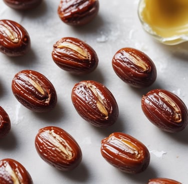 Dates filled with almond butter sprinkled with sea salt