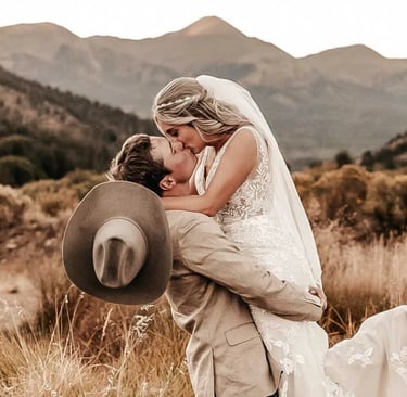 Events - Wedding Couple Kissing with Mountain View-1
