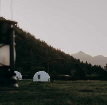 glamping dome in the distance