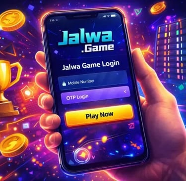  Jalwa Game login screen with gold coins and trophy graphics.