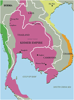 La carte de l' Empire Khmer 