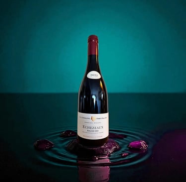 a bottle of wine on a stylized floor