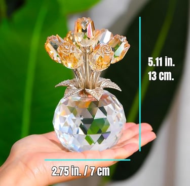 Crystal ornament featuring a gold rose, delicate decorative keepsake gift.