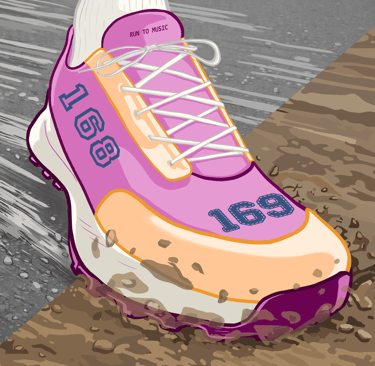 Image chaussure rose course à pied playlist RUN TO MUSIC 168-169