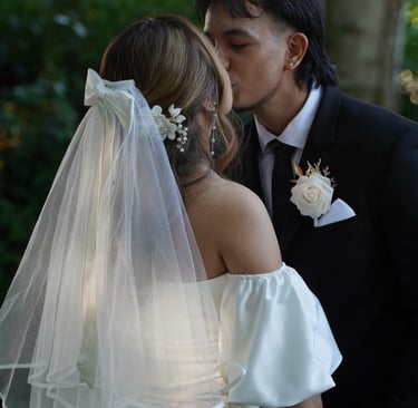 man and woman kissing