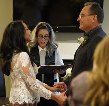 Couple getting married at home