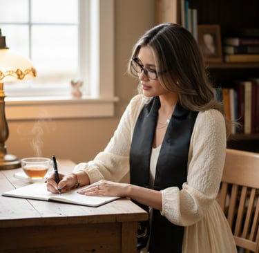 woman writing wedding script