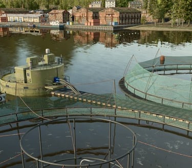 Image of offshore fish farm in Farming Simulator '25