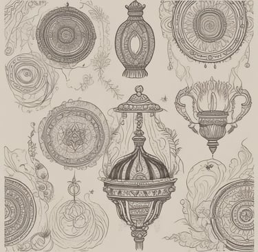 Wedding party walking together through a garden.