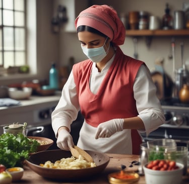 A warm kitchen scene with a hand gently spreading pure desi ghee onto warm khakhra under soft natural light.