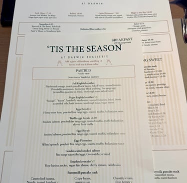 arwin Brasserie menu at Sky Garden, London