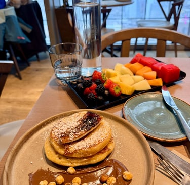 arwin Brasserie Kids Buttermilk Pancakes and Fruit Platter at Sky Garden, London