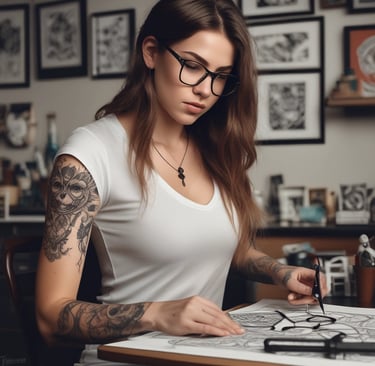 A close-up of a client’s hand showing detailed nail art with vibrant colors and delicate designs.