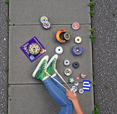 Green aloe oil painting turned wearable art in these canvas high tops. Shop the collection now.