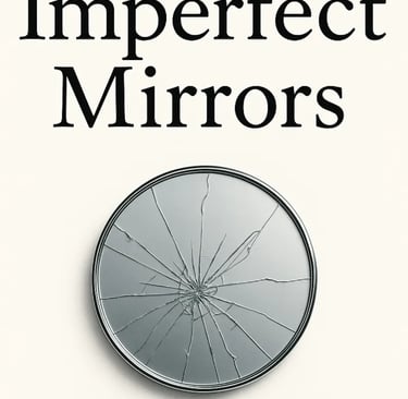 Book cover for Imperfect Mirrors by Marco Di Caprio featuring a cracked circular mirror and glass shards.