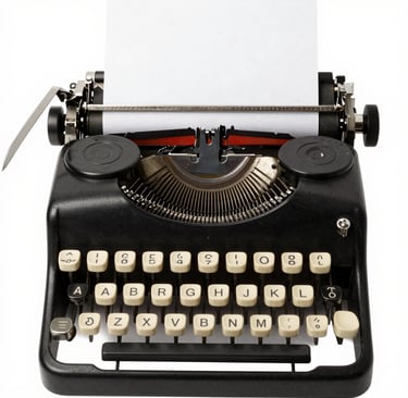 black and white typewriter on green table