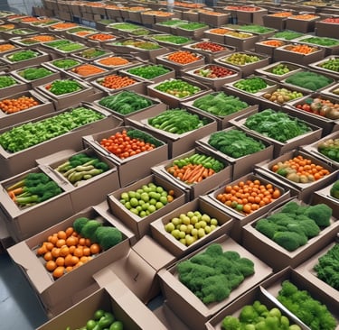 Farmers carefully selecting and sorting fresh produce under a canopy of tropical trees
