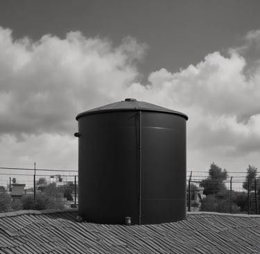 un tinaco de agua en color negro