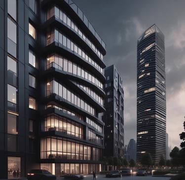 Interior of a high-end apartment with minimalist design and golden accents