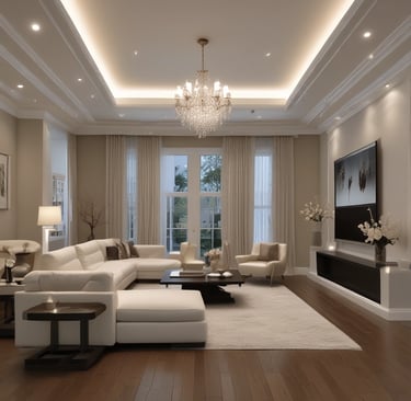 Interior remodel featuring open concept design with new flooring and lighting.