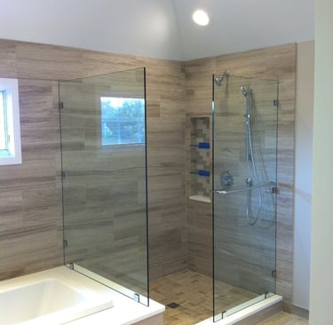 Modern Glenview master bathroom remodel with custom shower base