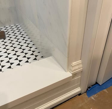 shower remodeling Glenview project featuring newly built custom shower base