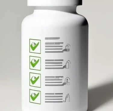 Safety checklist highlighting Nervovive supplement quality, ingredients and usage information