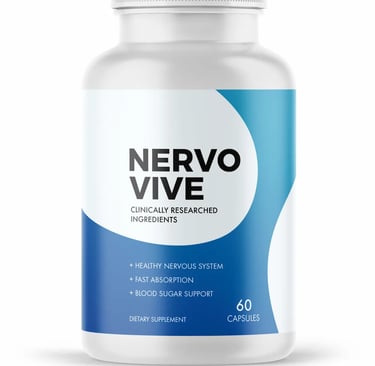 Nervovive dietary supplement bottle designed to support nerve health and mental clarity