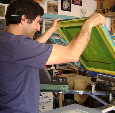 Earl Arnold at the Table Salt Design printing press.