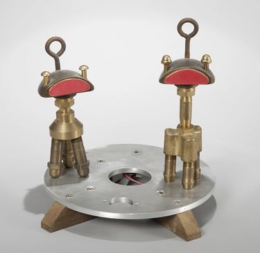 Assemblage robots named Tritons by Santa Barbara sculptor Tal Avitzur.