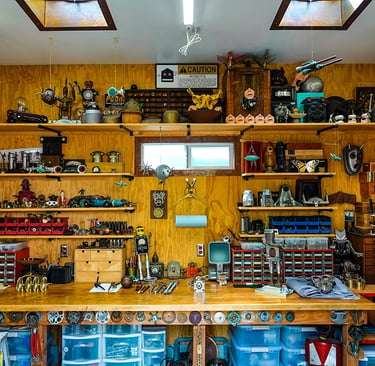 Workshop bench of artist Tal Avitzur.