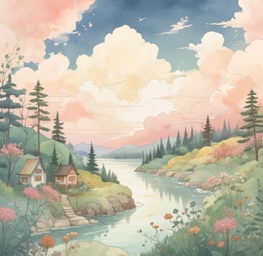 A calming flat lay of a digital tablet displaying a soothing meditation guide surrounded by soft candles and crystals.