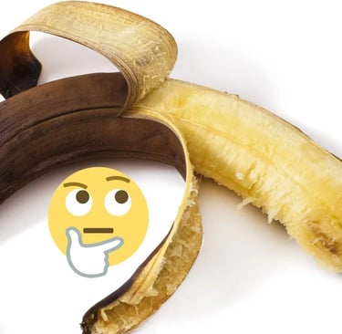 banana meia descascada escura com emote de duvida