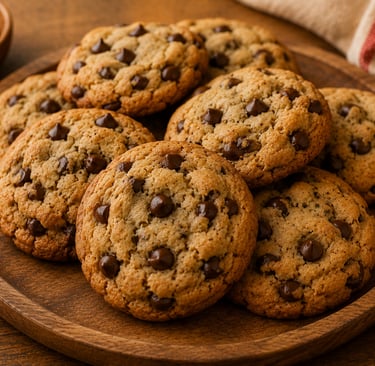 cookies caseiros com gotas de chocolate crocantes e macios