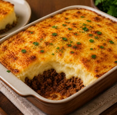 escondidinho de carne moída gratinado e cremoso