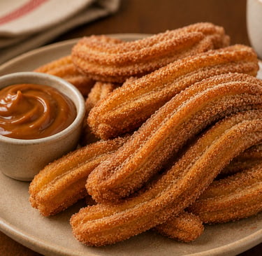 churros caseiros crocantes com açúcar e canela