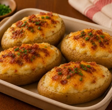 batata recheada cremosa gratinada com queijo derretido