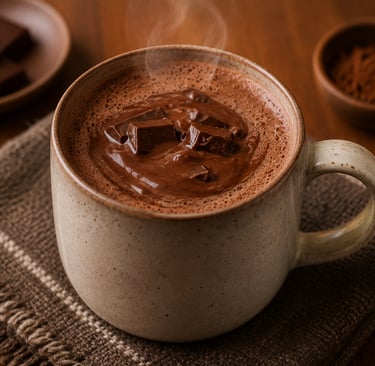 chocolate quente cremoso servido em caneca