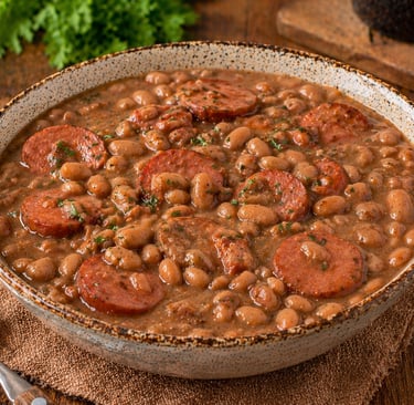 feijão com calabresa simples e barato caseiro