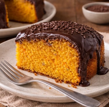 bolo de cenoura com cobertura de chocolate simples e barato caseiro