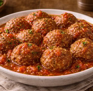 almôndegas ao molho simples e baratas caseiras com molho de tomate