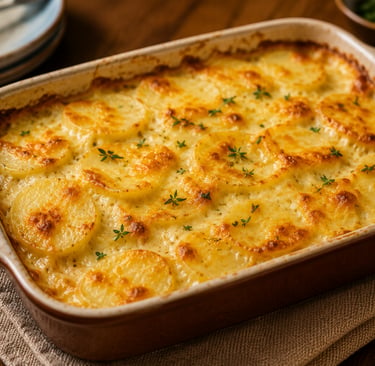 batata gratinada cremosa com queijo dourado no forno